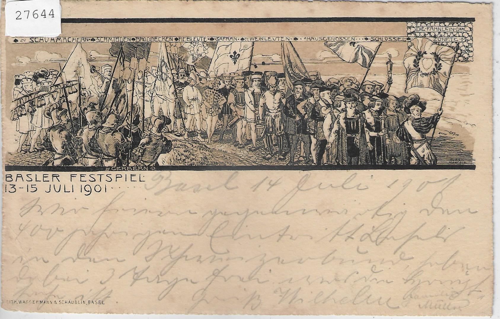 Cartoline postali: Basler Bundesfeier Festspiele 1901 – Usato da Ettingen venduto da Kartenplanet