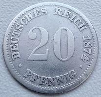20 Pfennig 1874 D – Deutsches Kaiserreich – Silber 900