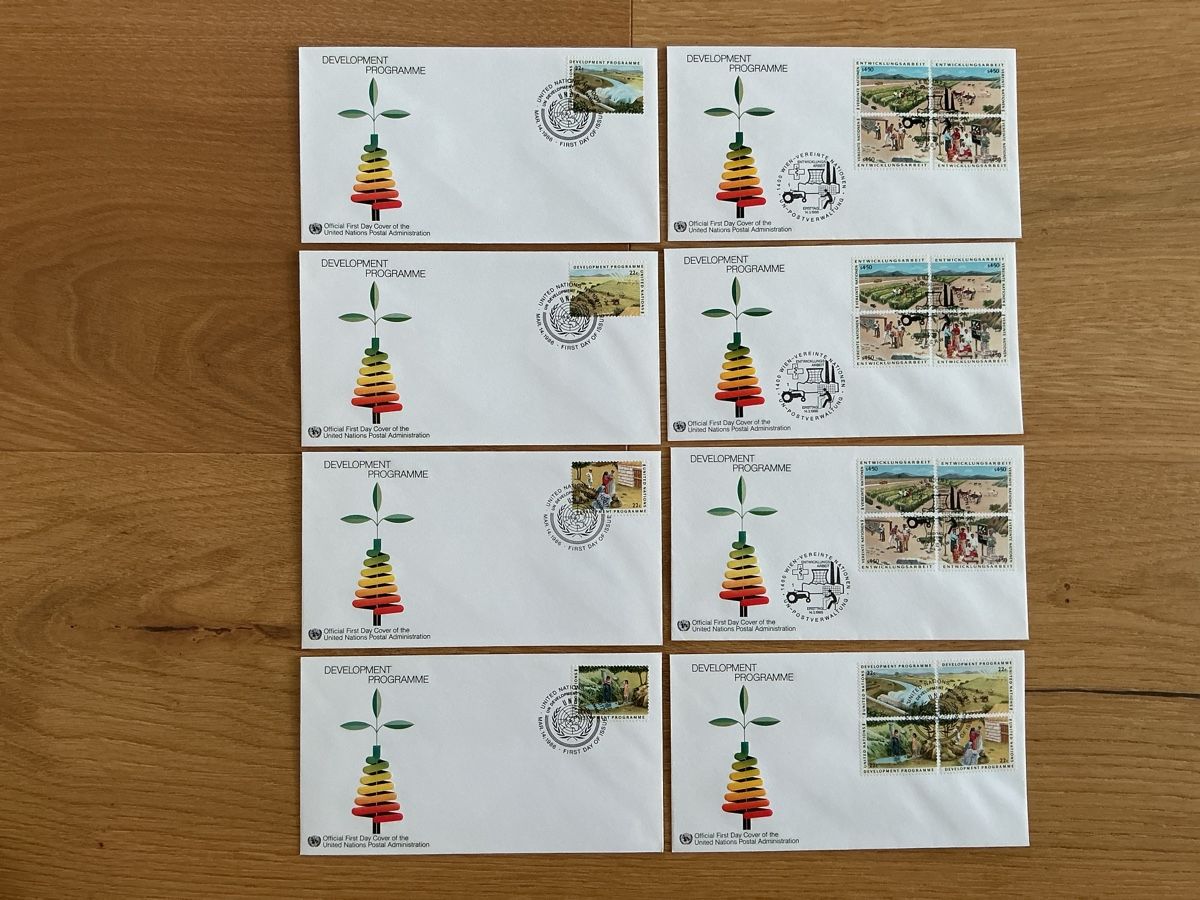 Alle Briefmarken: U.N. Entwicklungsprogramm & Flaggen Serie Umschläge 16 Stück – Gebraucht aus Glarus von die_5yzq 1