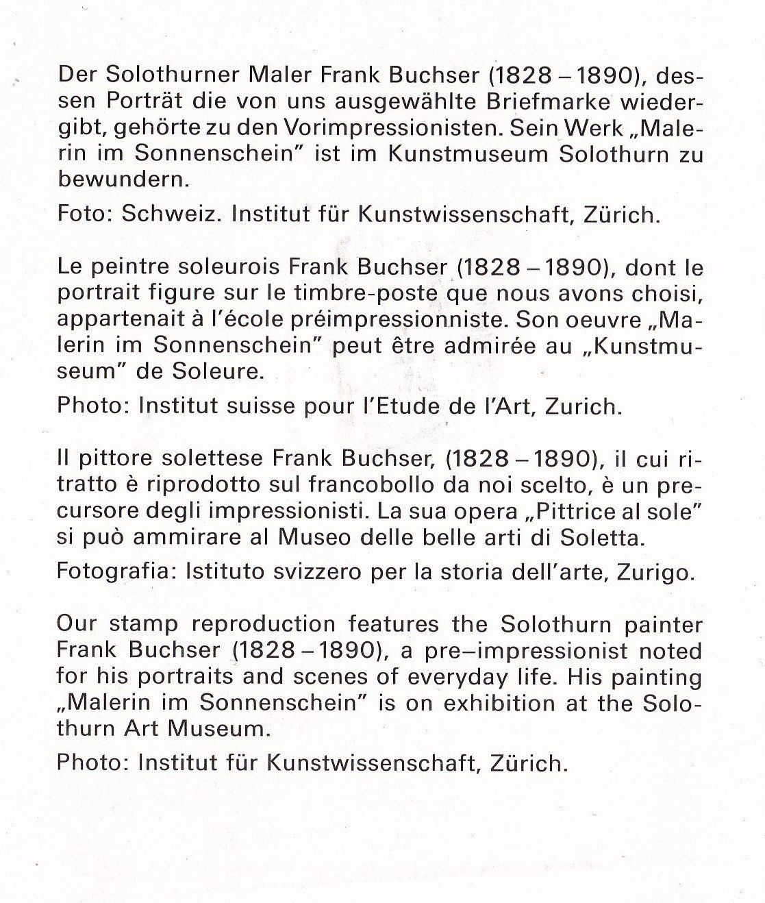 Tutti i francobolli: CH 1990, folder PTT Frank Buchser, SBK 804 – Nuovo (secondo la descrizione) da Castione venduto da Rx-stamps 3