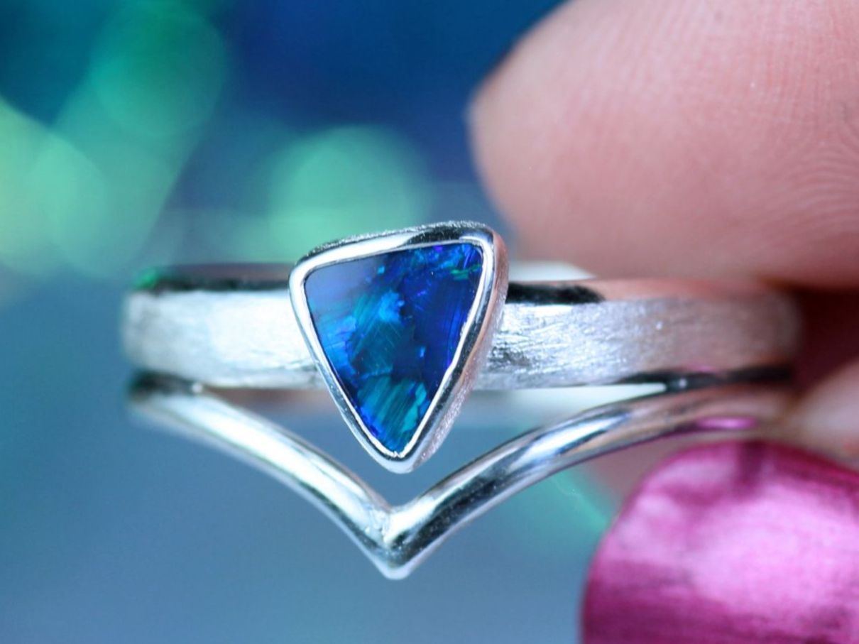 Anelli: LUNA SERENA Boho Silberring mit australischem Opal · EU 58 – Nuovo e nell'imballaggio originale da Bern venduto da OSONO.Design