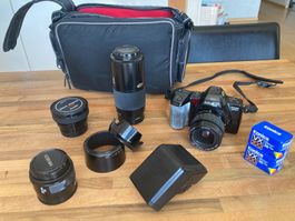 Minolta Dinax 7000i, flash, 3 objectifs+grand angle