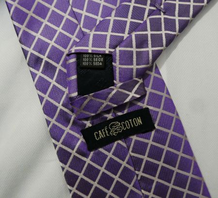 CAFÉ COTON  Cravate 100% soie Tissée Lila