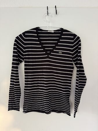 Lacoste damen woole pullover Streifen Schwarz-Weiss Gr. 38