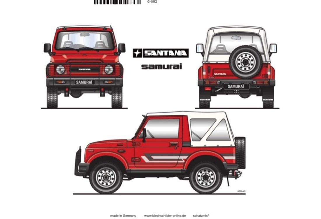 Jeep Insegne: Blechschild-JEEP SANTANA SAMURAI – Nuovo e nell'imballaggio originale da Rupperswil venduto da big-one-sale