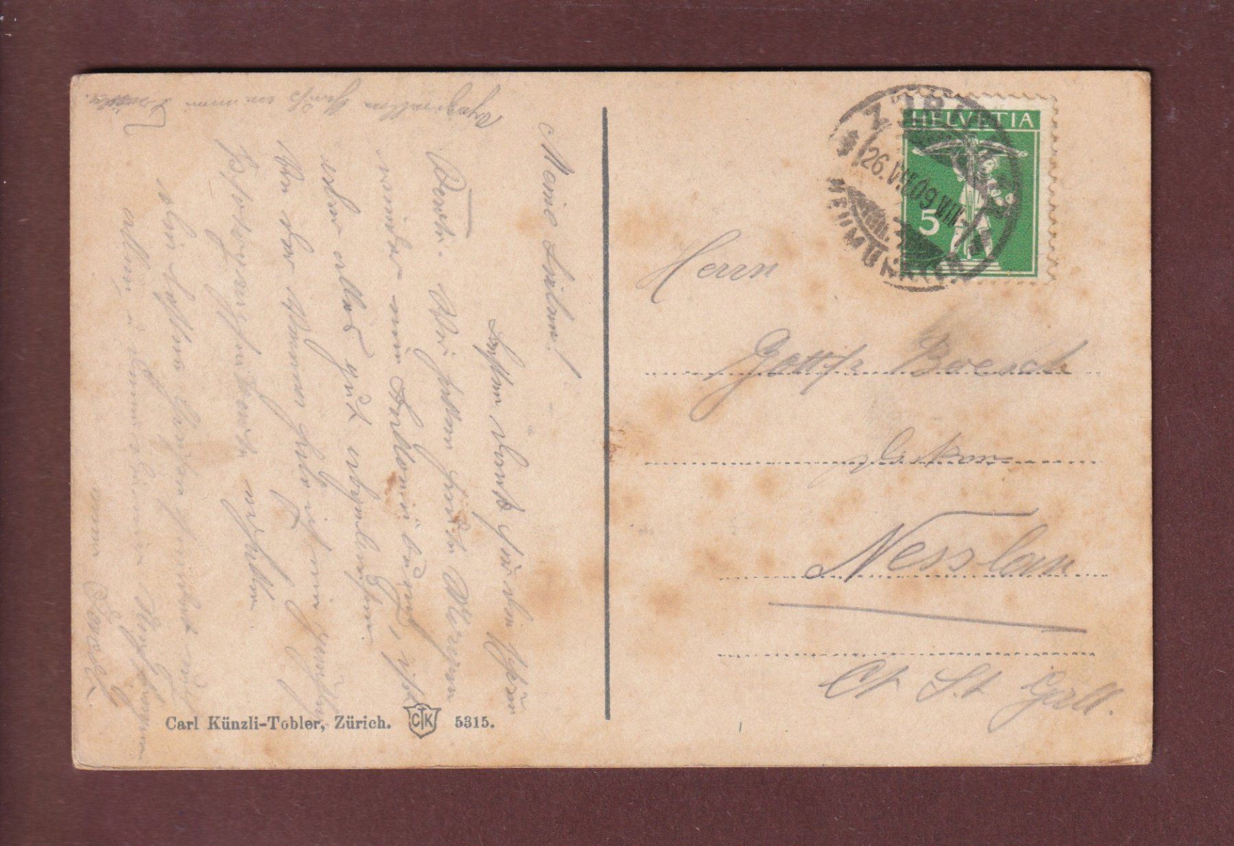 Cartoline postali: ZÜRICH - Bahnhofplatz - 1909 – Usato da Pully venduto da nicecards 1