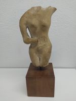 Unique Female Torso Sculpture on Wood Base - Art 29 cm