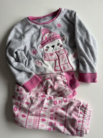 Pyjama Eisbär Motiv rosa grau Grösse 98/104
