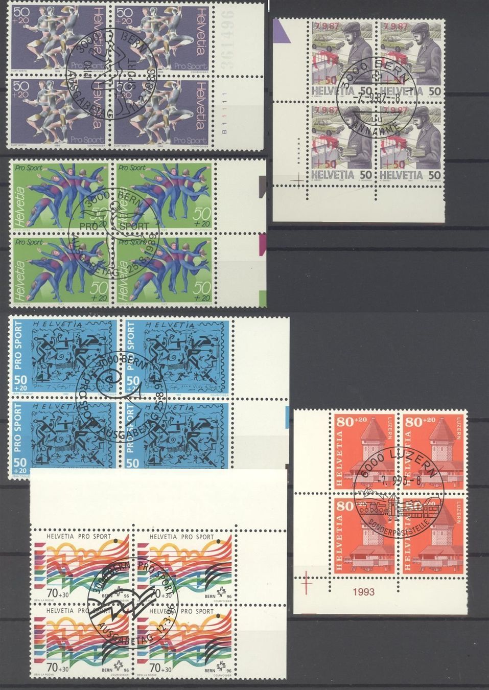Tutti i francobolli: 6 Sonderblöcke, ET – Usato da Willisau venduto da Vollstempel