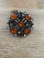 Vintage Brosche mit orangen und braunen Steinen