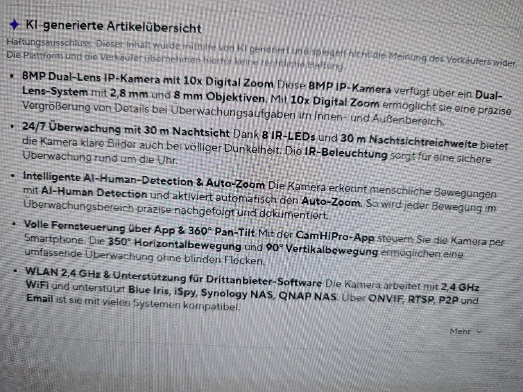 Fotocamera: 8MP 4K IP Kamera Wifi – Nuovo e nell'imballaggio originale da Winterthur venduto da Bole.sd 6