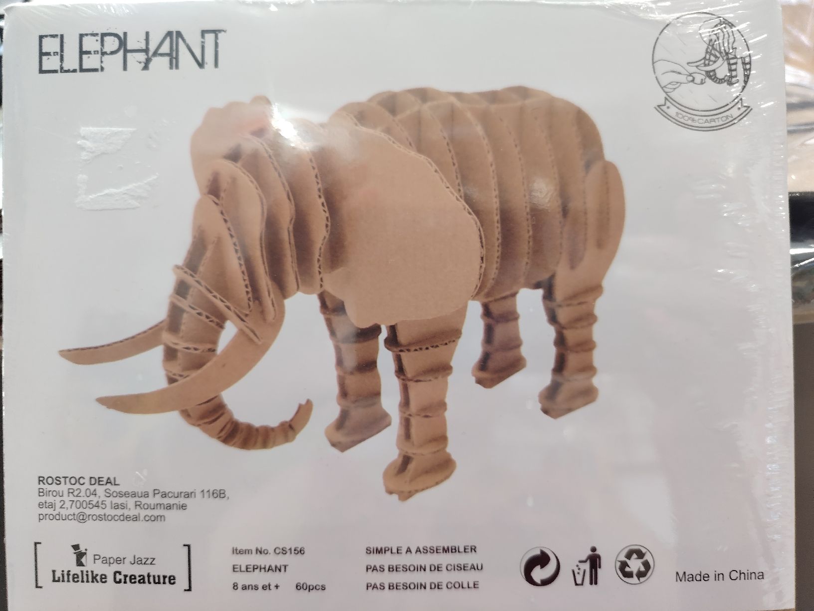 Statuette: éléphant 3D carton/3D-elefant/elefante 3D – Nuovo e nell'imballaggio originale da St Gallen venduto da pat_t76j