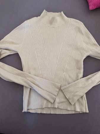 Gerippter Rollkraganpullover, beige, Gr. L - Top Zustand!