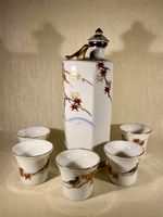 Authentique Service à Saké Japonais Lithophanie Porcelaine 