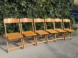 6 Design Stühle Klappstühle Holz Mid-Century  