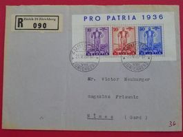 1936, W8 (Blockausschnitt) auf Brief nach NIMES - selten!