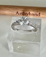 Zirkonia Solitär Ring 925 elegante- Klassiker mit Besatz G54