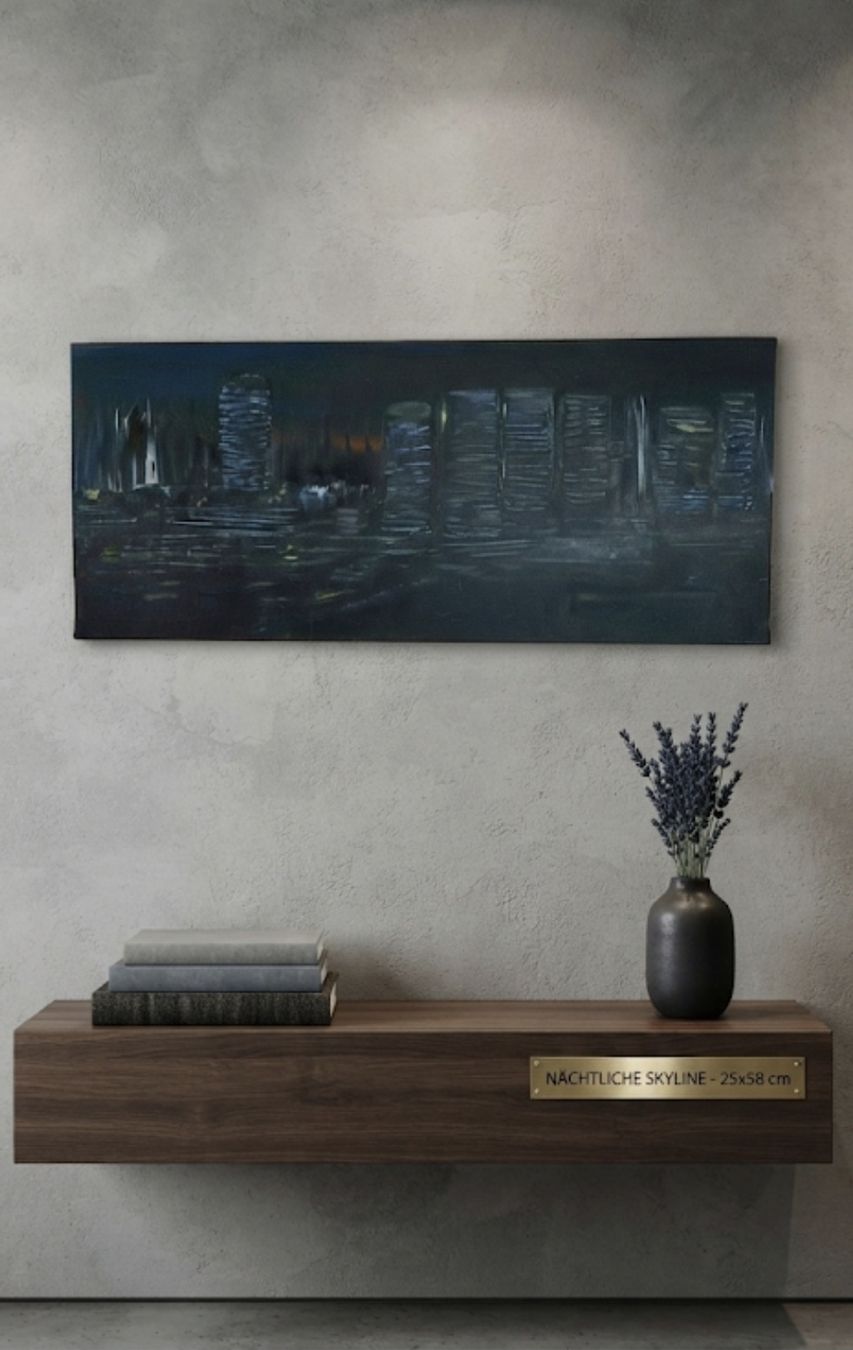 Dipinti: Gemälde Skyline 25x58 handmade – Nuovo (secondo la descrizione) da Riehen venduto da Steinbock1970
