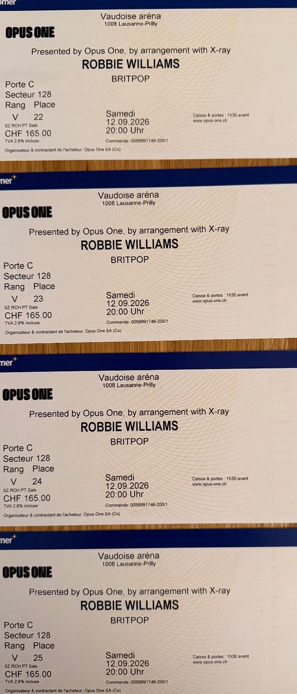 Biglietti: Robbie Williams Britpop Lausanne – Nuovo (secondo la descrizione) da Studen BE venduto da Ironbonehead