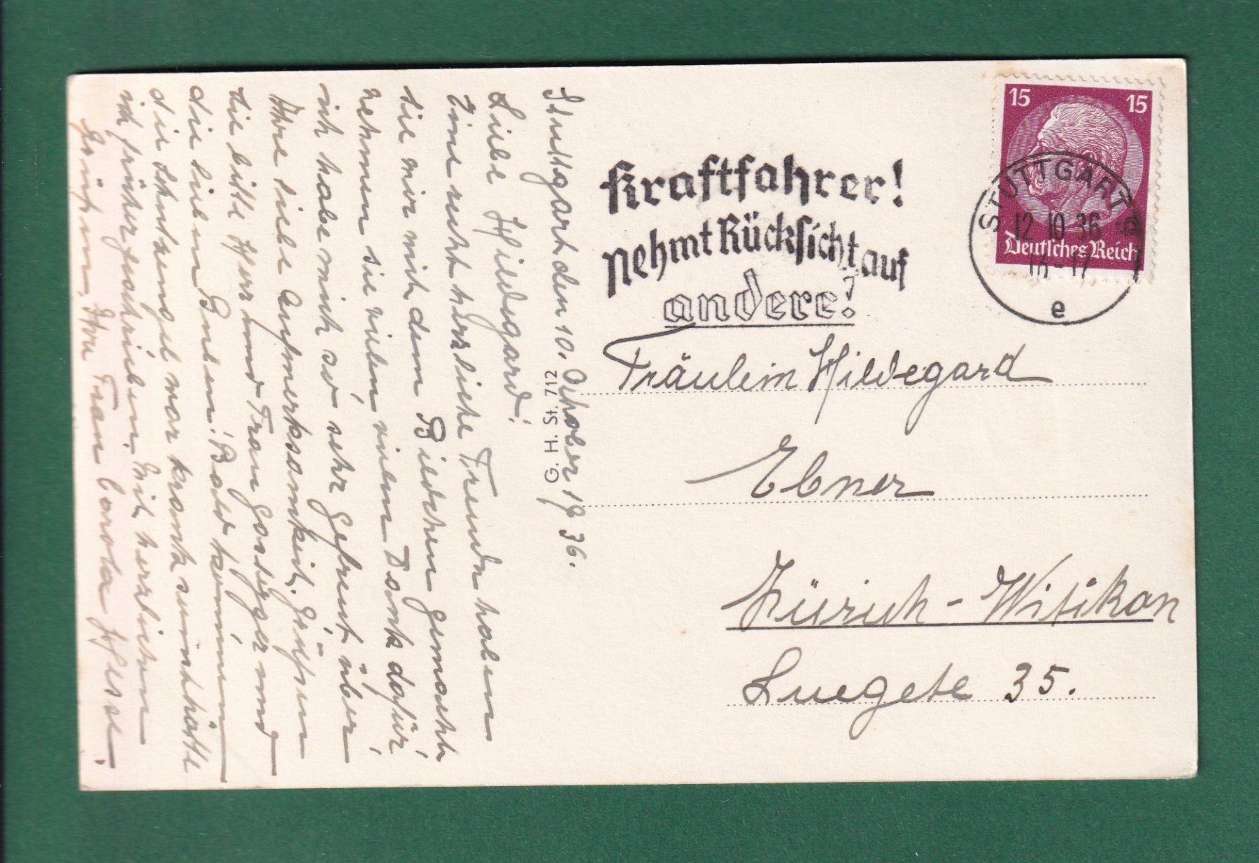 Ansichtskarten: STUTTGART - Schlossplatz - 1936 – Gebraucht aus Pully von nicecards-shop 1