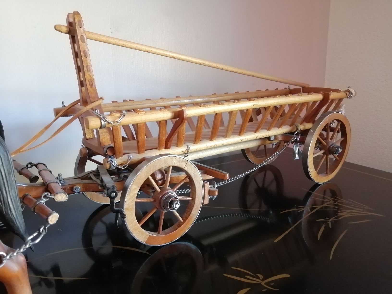 Statuette: Handgeschnitzte Pferde mit Fuhrwagen – Usato da Nunningen venduto da silvermoon68 3