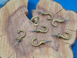 7 schöne antike Wand Haken, Messing vergoldet (LOT3192#AEW0)