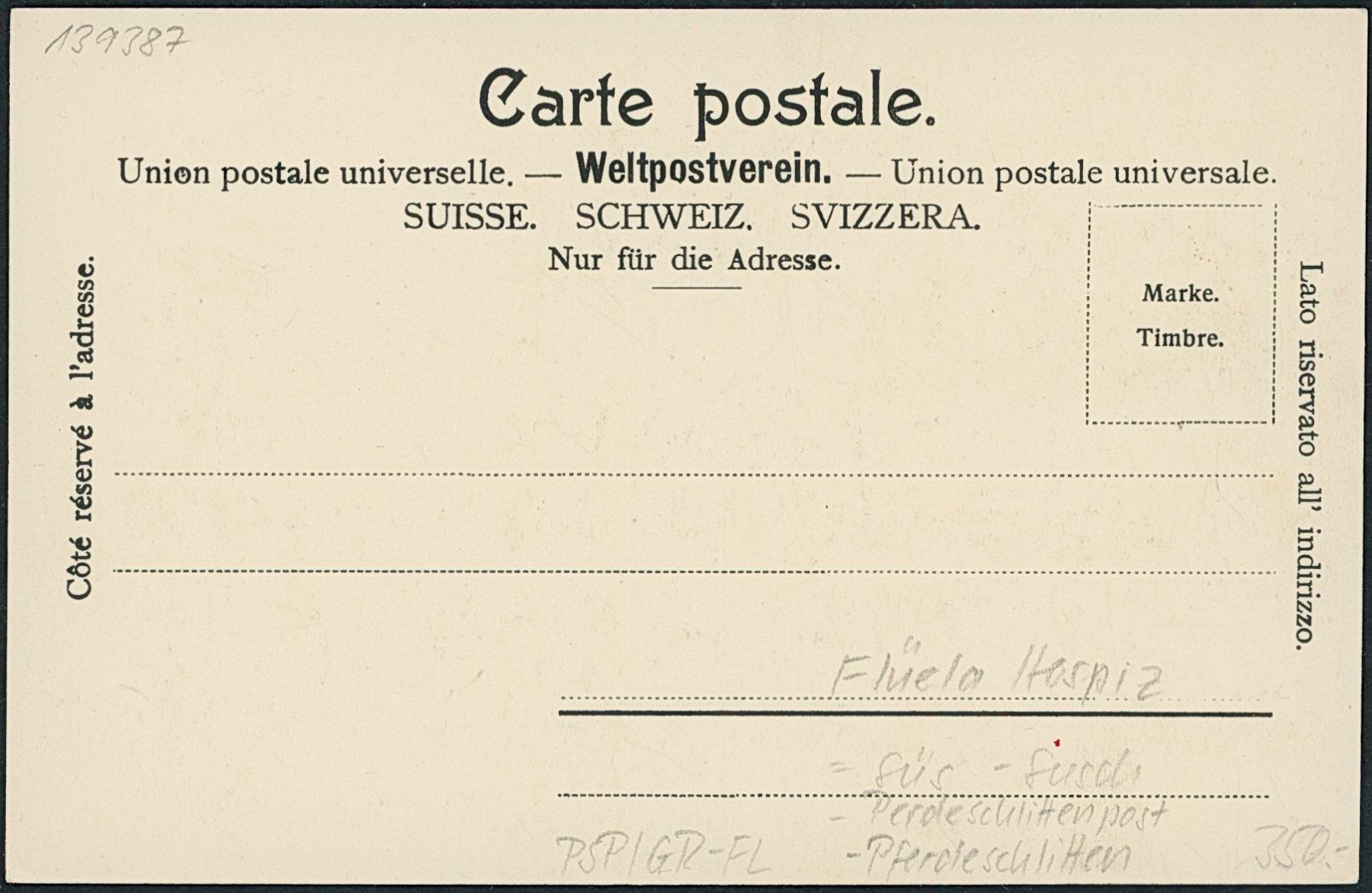 Ansichtskarten: GR Flüela Pass - Post - Pferdeschlittenpost - Postkutsche – Neu (gemäss Beschreibung) aus Schindellegi von masutka7 1