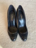 L.K. Bennett Black Suede Heeled Shoes Size 6.5 EU 39
