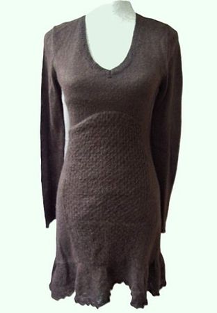 ca. Gr. 36 braunes Strickkleid mit MOHAIR + WOLLE s. Masse