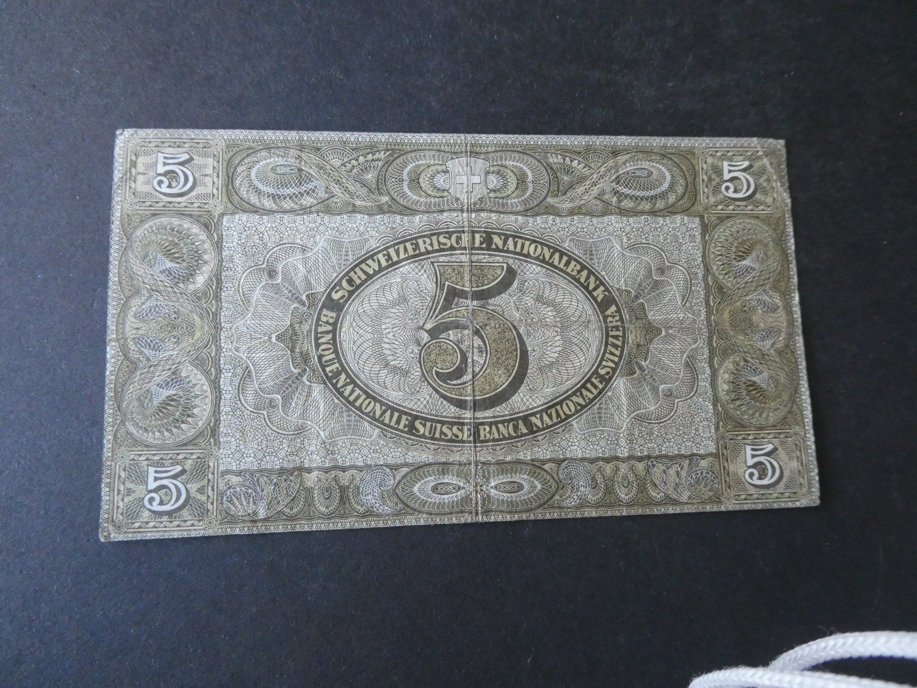 Banknoten: Schweiz 1949, 5 Franken – Gebraucht aus Hinterforst von Rohusri 1