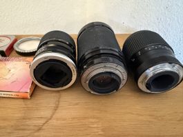 3 Objektive diverse Marken, geeignet für analoge Kameras
