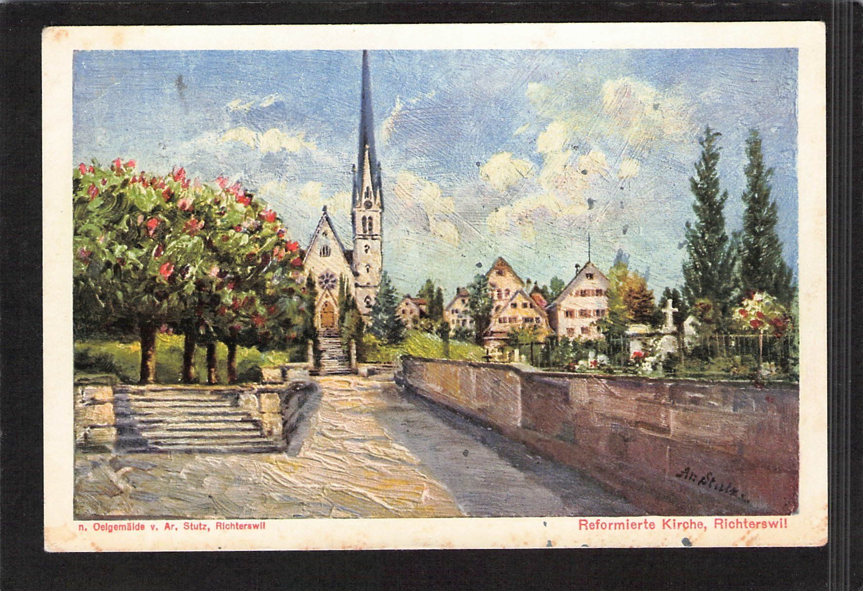 Cartoline postali: #Richterswil , Reformierte Kirche , gel. 1923 – Usato da Reichenburg venduto da Pipo-67