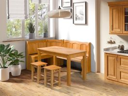 Eckbank + Tisch und 2 Hocker Esstischgruppe Sitzbank Holz