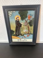 altes Hinterglasbild Heiliger Franziskus