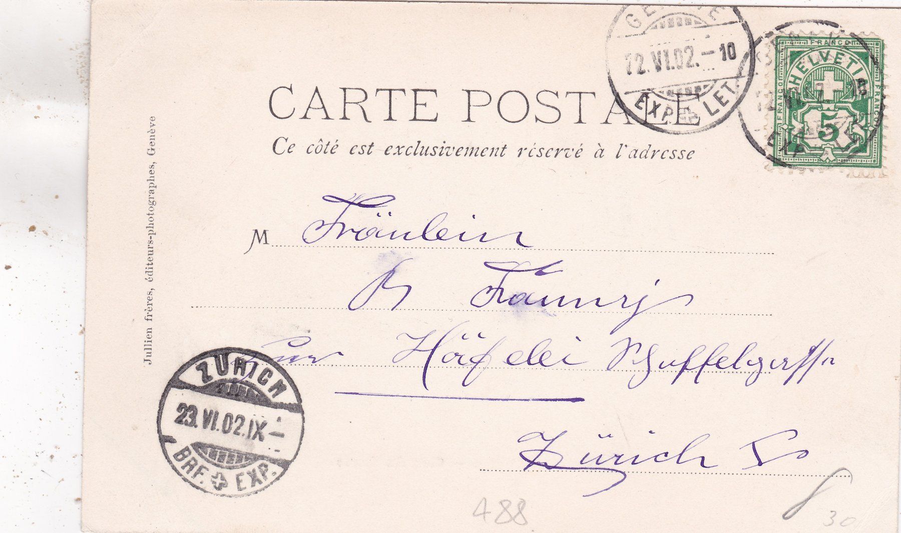 Cartoline postali: Genève Chapelle Russe 1902 – Usato da Herisau venduto da Lisegrat2008 1