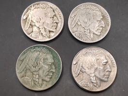 4x 5 Cent "Buffalo Nickel" (1x rar)