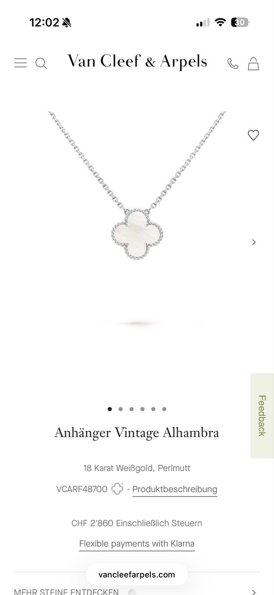 Van Cleef Catenine: Van Cleef & Arpels Alhambra, Kette, Perlmutt Neu! – Nuovo (secondo la descrizione) da Fahrweid venduto da jelena.pavlovic 4