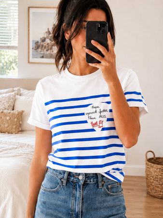 T-Shirt Born HIV Free / Carla Bruni – Baumwolle – Streifen