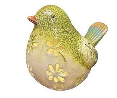 LED Solar Figur Vogel grün mit Blumen (24222)