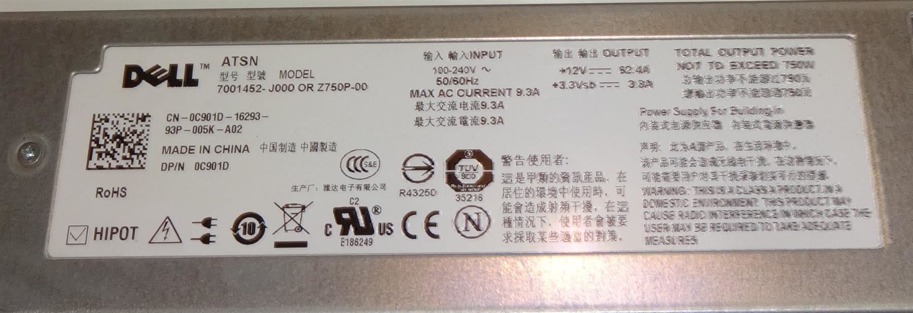 Konverter: Dell C901D Poweredge Power Supply - 2 Stück - – Gebraucht aus St. Gallen von WWL 2