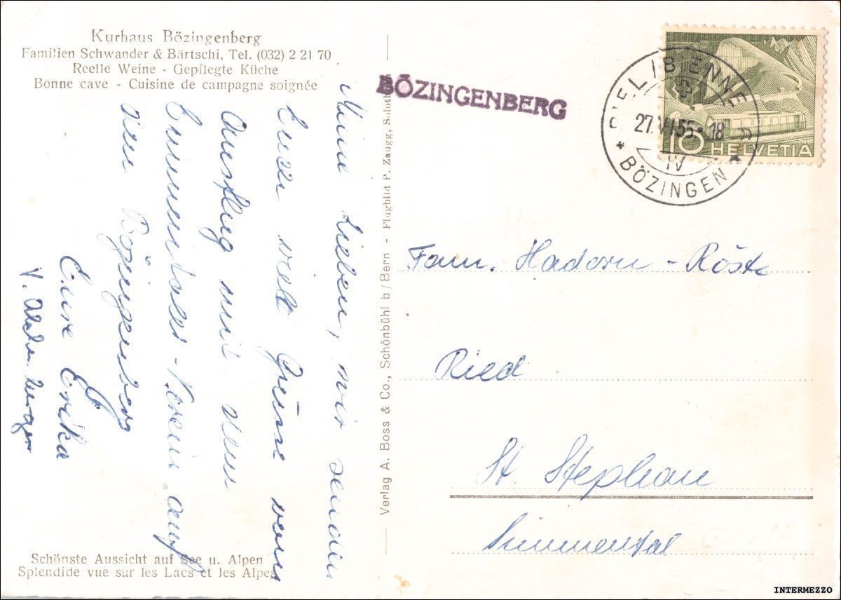 Cartoline postali: Bözingenberg BE // Kurhaus 1955 – Usato da Basel venduto da intermezzo12 1
