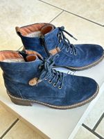 NEU - Wildleder-Stiefel, dunkel-blau, gefüttert, Fr. 37