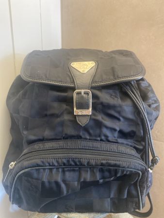 Maison Mollerus Rucksack schwarz Kariert Leder Schwarz Damen