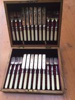 Besteckset 12 Messer 12 Gabeln versilbert mit Griffen Holand