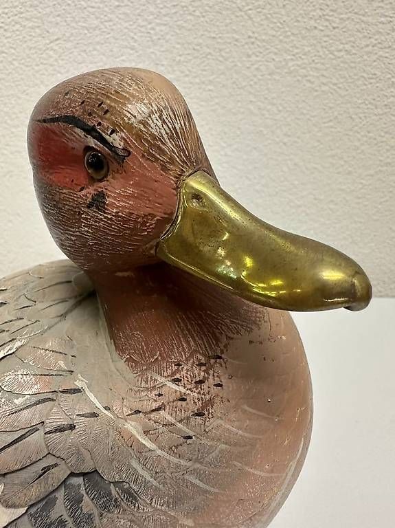 Statuette: Vintage Elli Malevolti Designer Holzente mit Messingdetails – Usato da Obernau venduto da Arche_Noah_Brocki 3