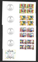 4 FDC 832 - 835 Serie Viererblöcke Zirkuswelt ET 25.8.1992
