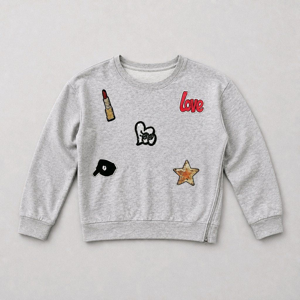 Maglioni & Felpe: Cooler Pulli Gr. S mit Badges / Pailletten LOVE Stern – Usato da Füllinsdorf venduto da Sunnebliemli7