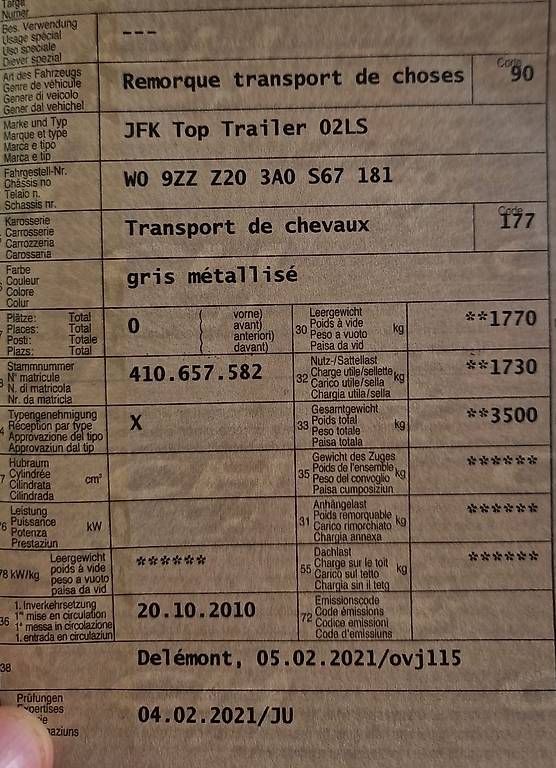 Remorques: Van 2 chevaux JFK – D'occasion à Le Cerneux-Veusil par tarmin 3