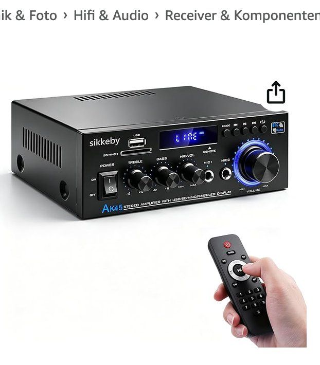 Amplificatori: HiFi Empfänger/Verstärker mit Bluetooth AK45 Mini Stereo – Nuovo (secondo la descrizione) da Hinwil venduto da Hadli
