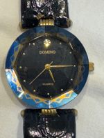 Montre Domino quartz cadran noir bracelet cuir occasion(576)